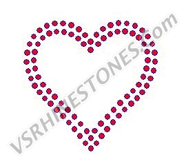 Double Outline Heart - Red Rhinestones - small - Set of 3